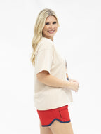USA Teddy on Beige Boxy Tee