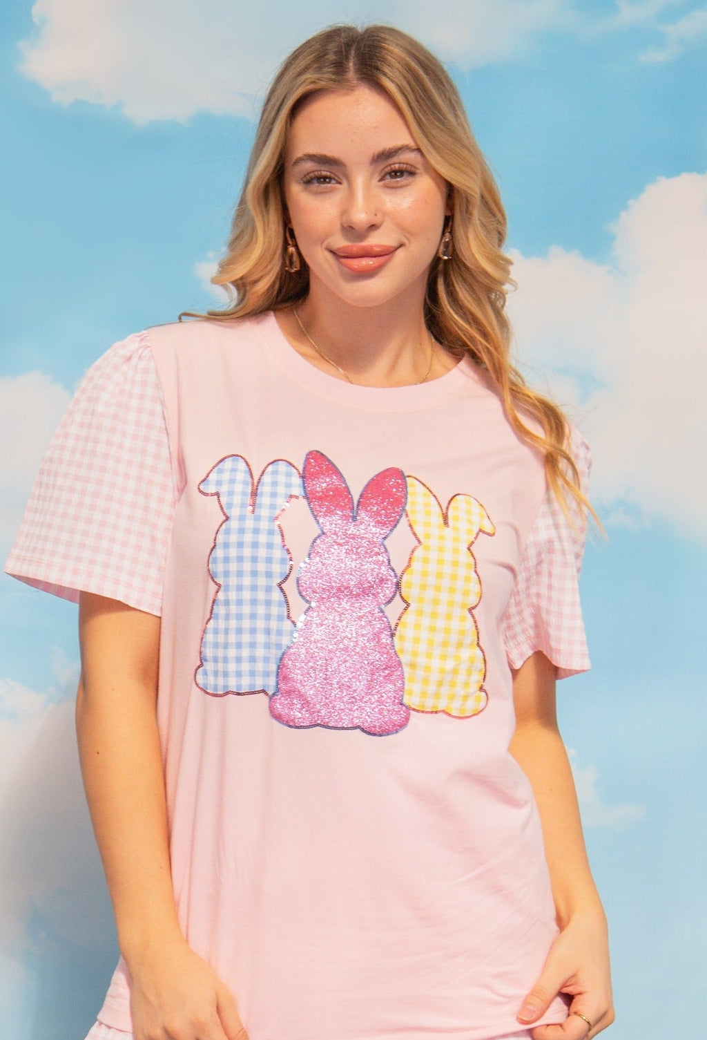 Bunny Patches on Pink Princess Top