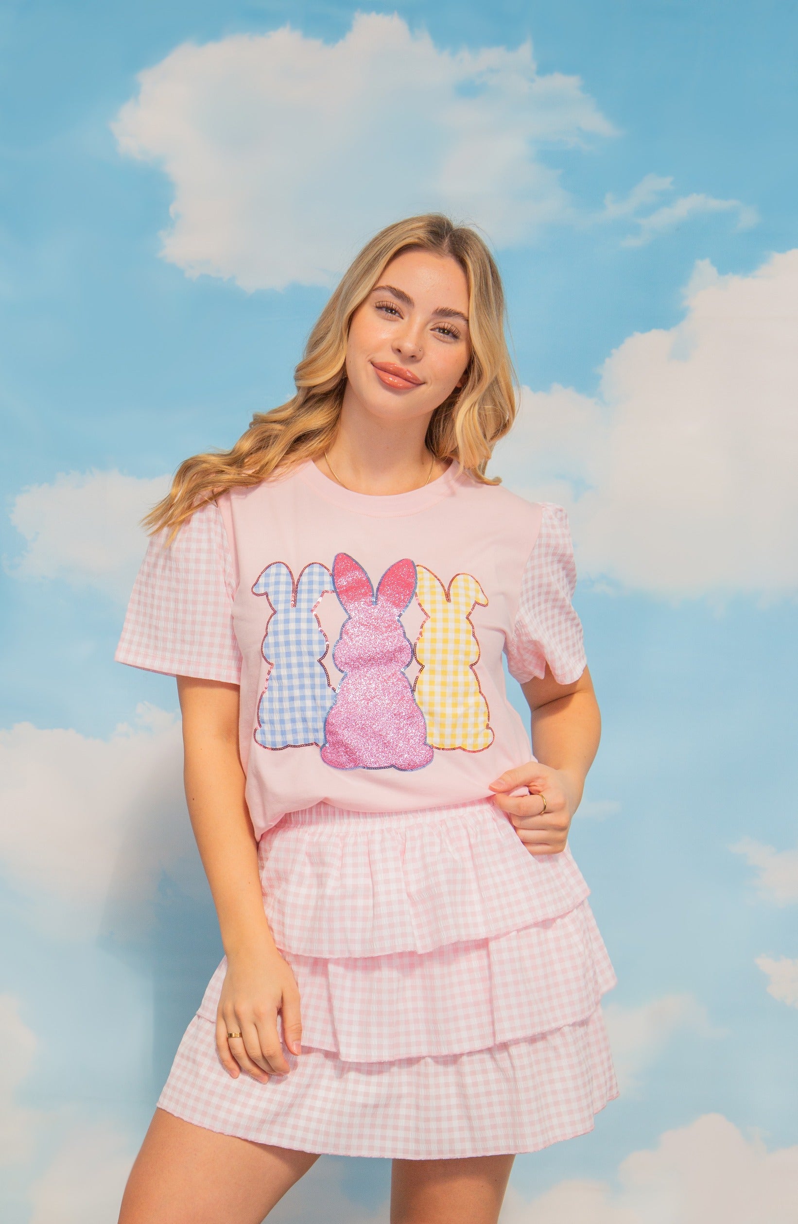 Bunny Patches on Pink Princess Top