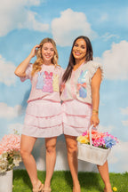 Bunny Patches on Pink Princess Top