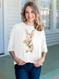 Bunny on Boxy White Crop Top