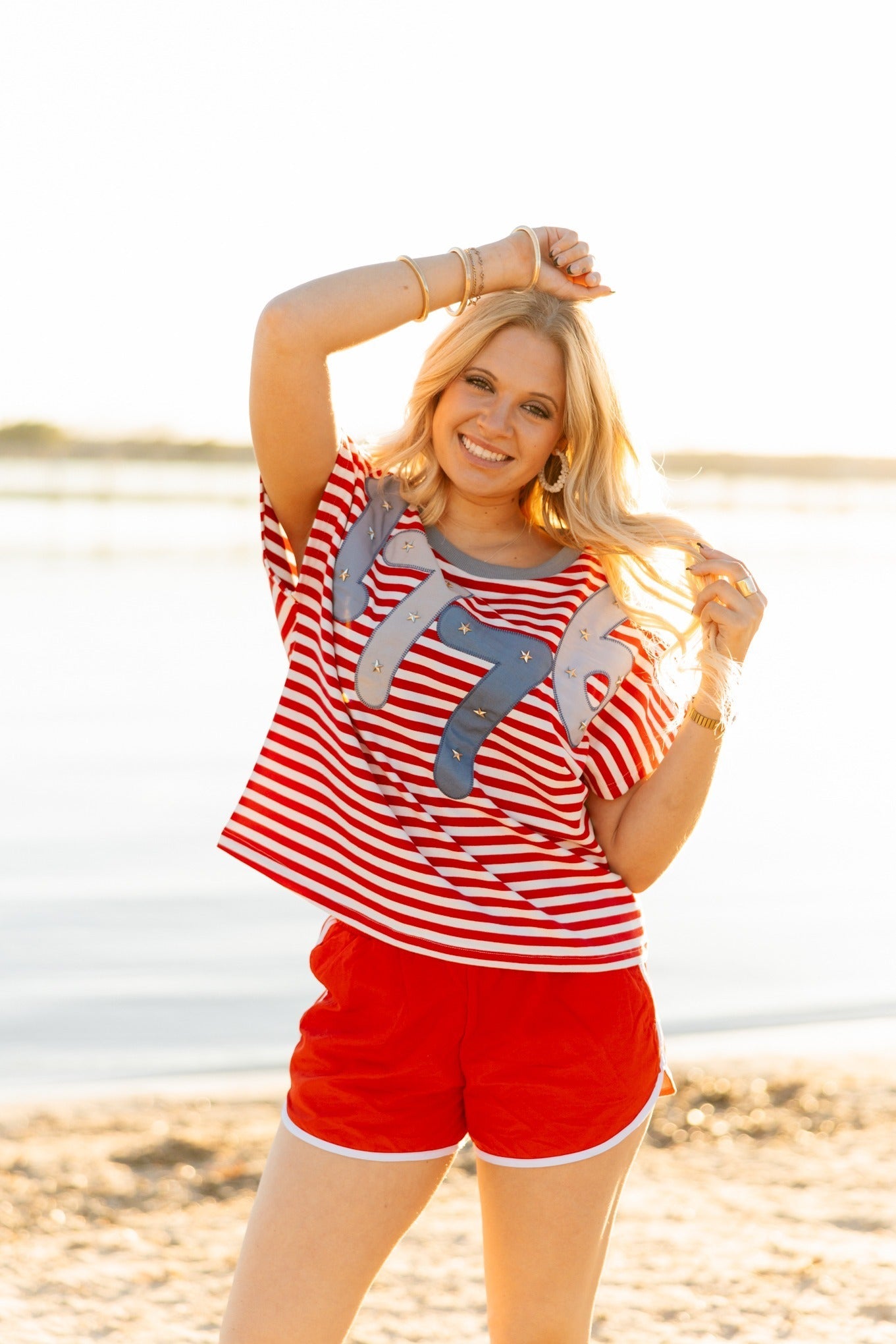 1776 on a Short Sleeve Stripe Top