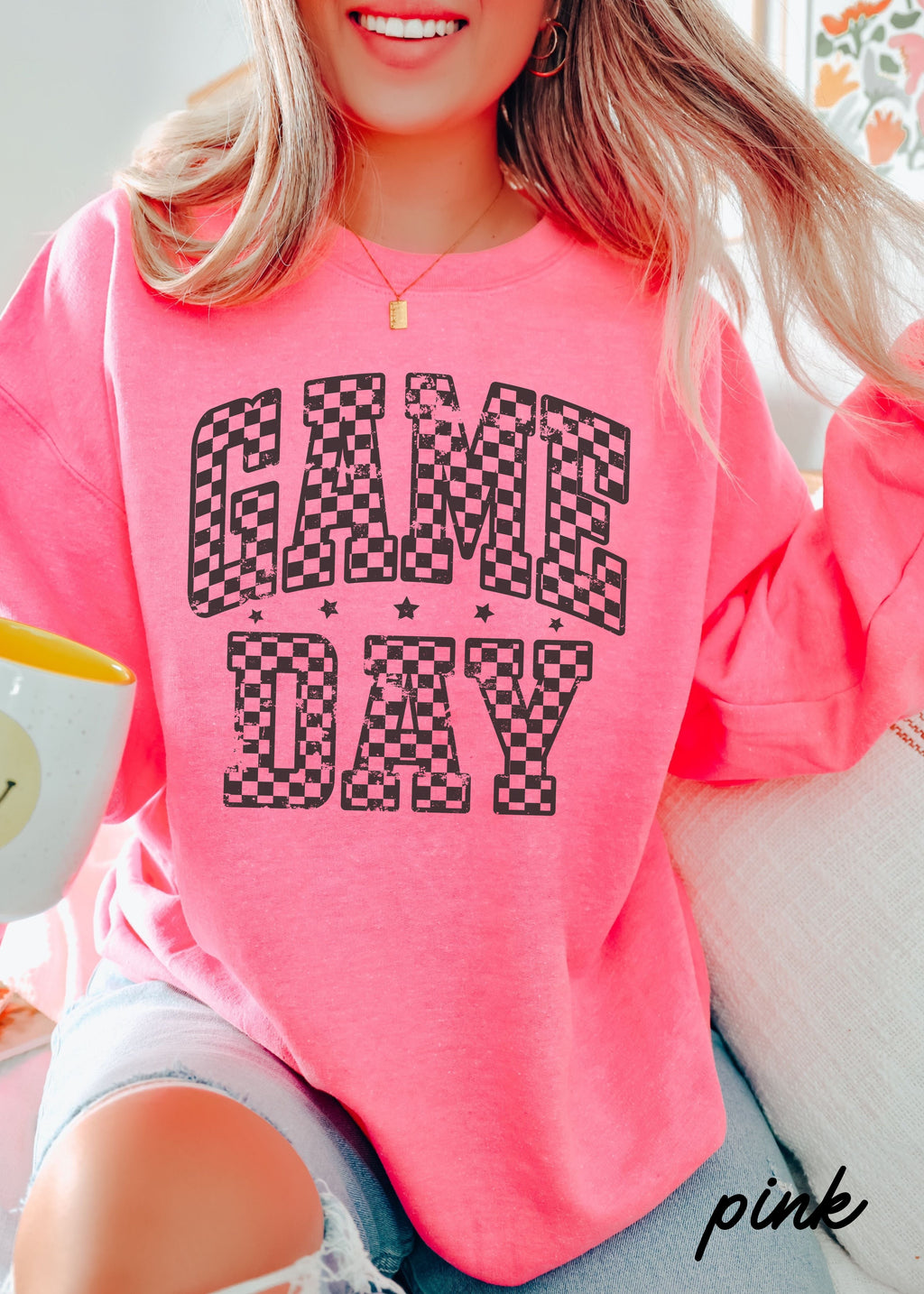Game Day Checkered Sweatshirt *6 Colors (S-3X)