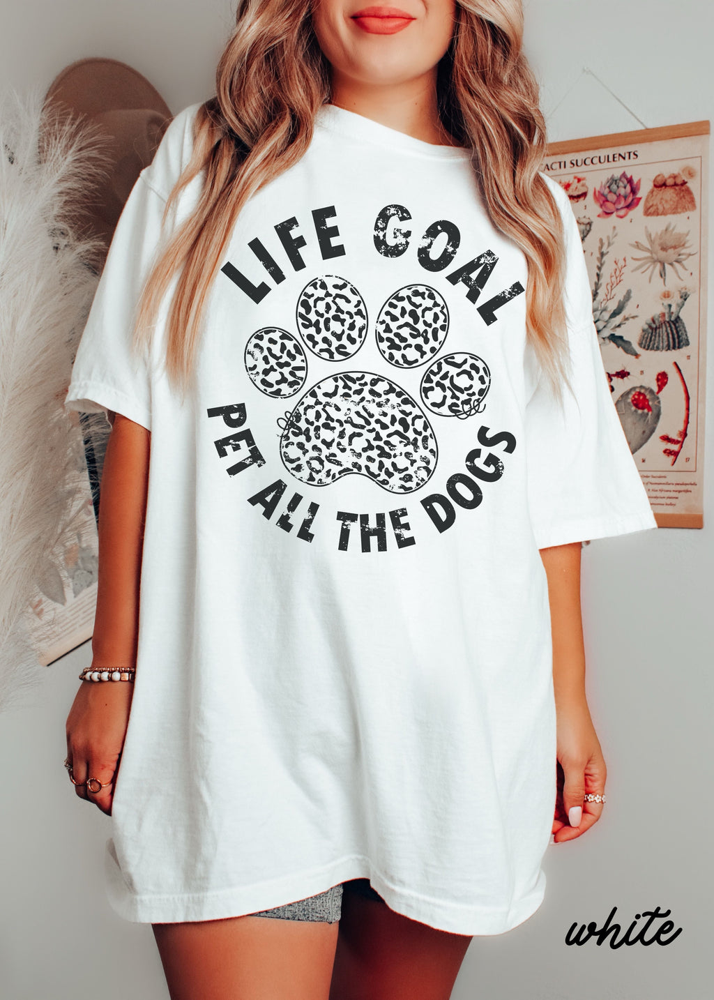 Pet All The Dogs Leopard Paw Graphic T-Shirt