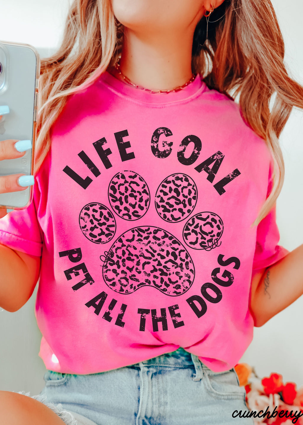 Pet All The Dogs Leopard Paw Graphic T-Shirt