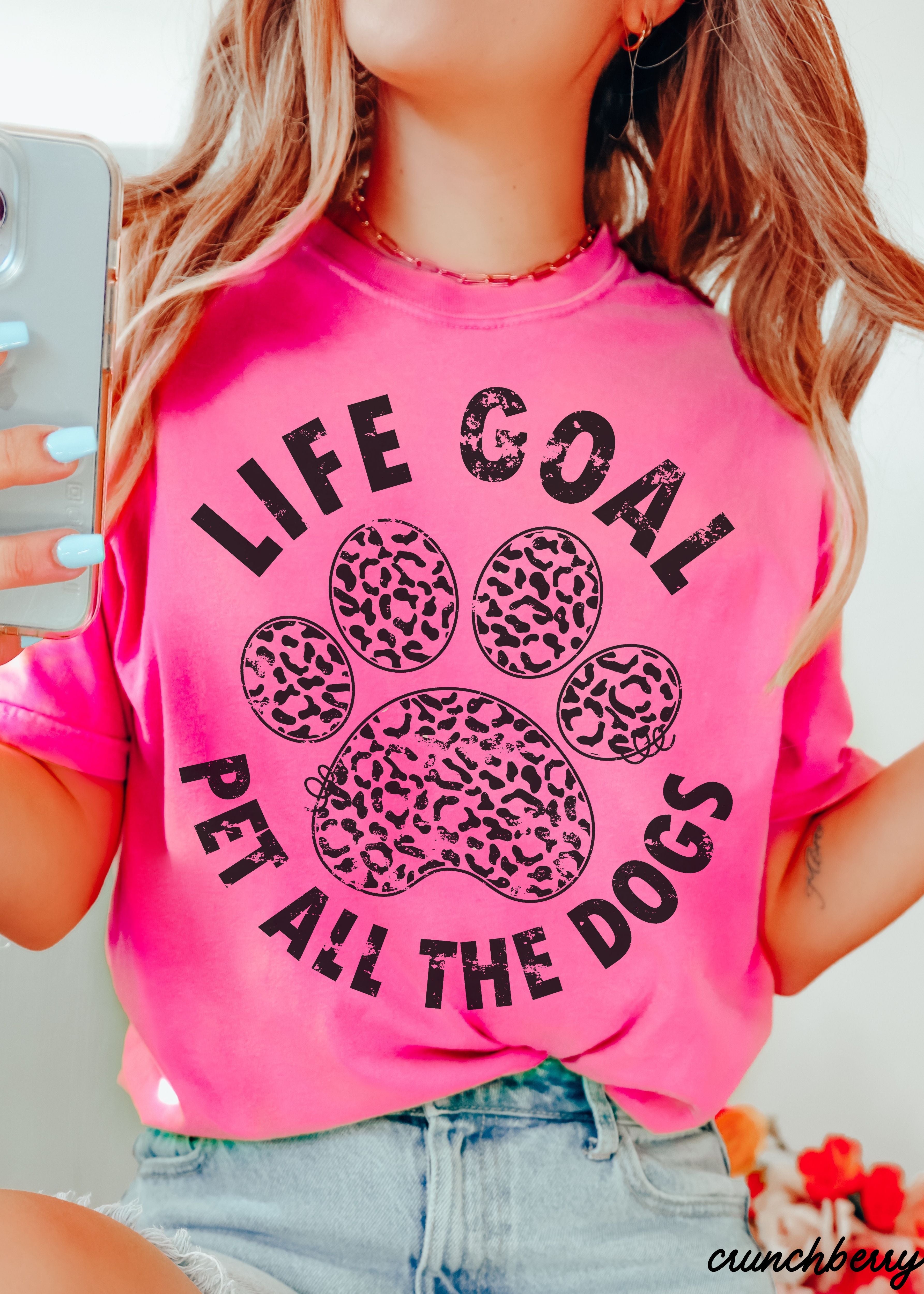 Pet All The Dogs Leopard Paw Graphic T-Shirt