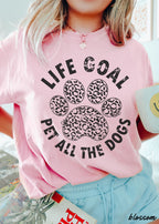 Pet All The Dogs Leopard Paw Graphic T-Shirt