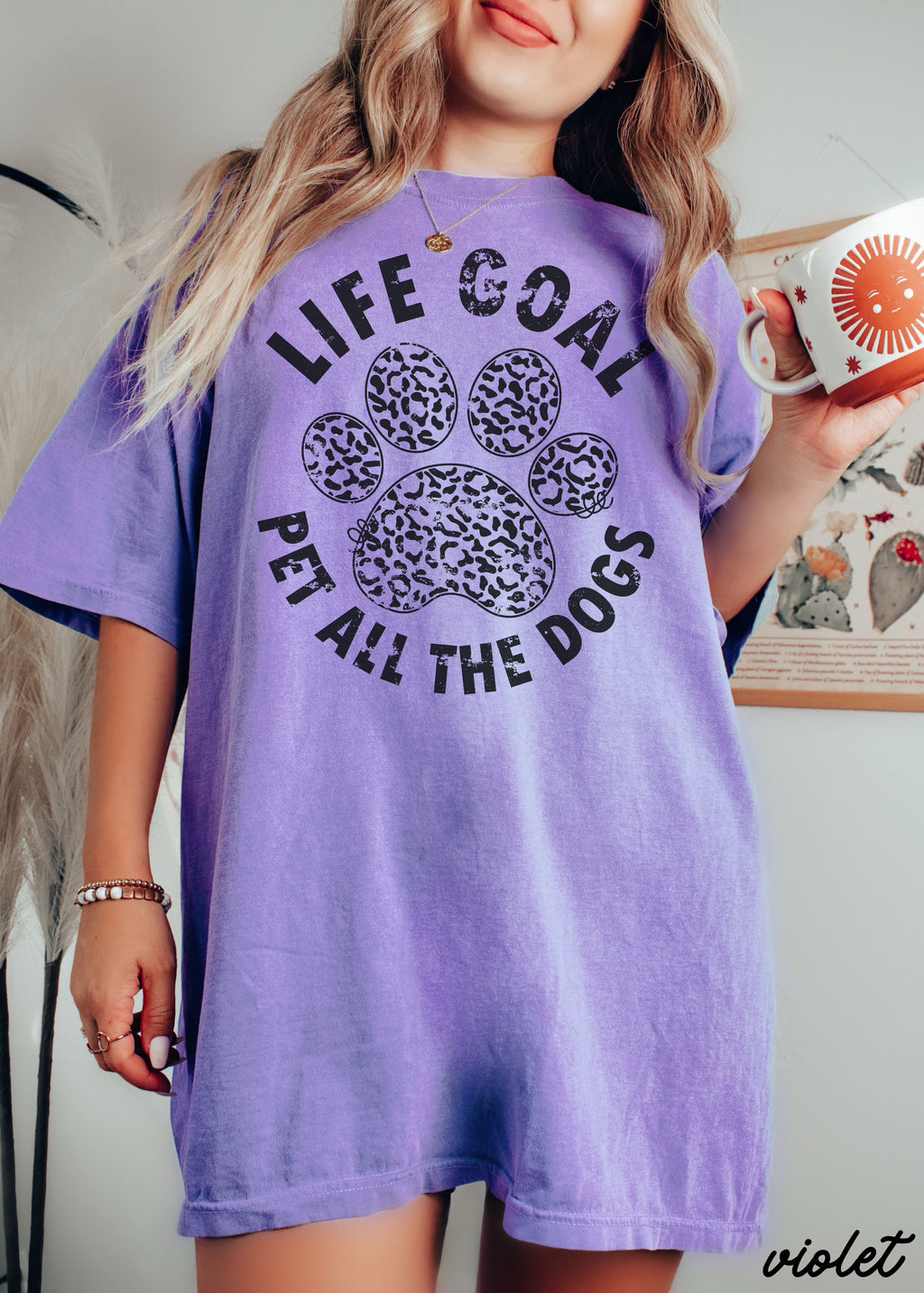 Pet All The Dogs Leopard Paw Graphic T-Shirt