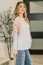 Mixed Print Long Sleeve Top – French Terry Raglan Sweatshirt