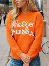 MeiMei Full Size HELLO PUMPKIN Dropped Shoulder Sweater