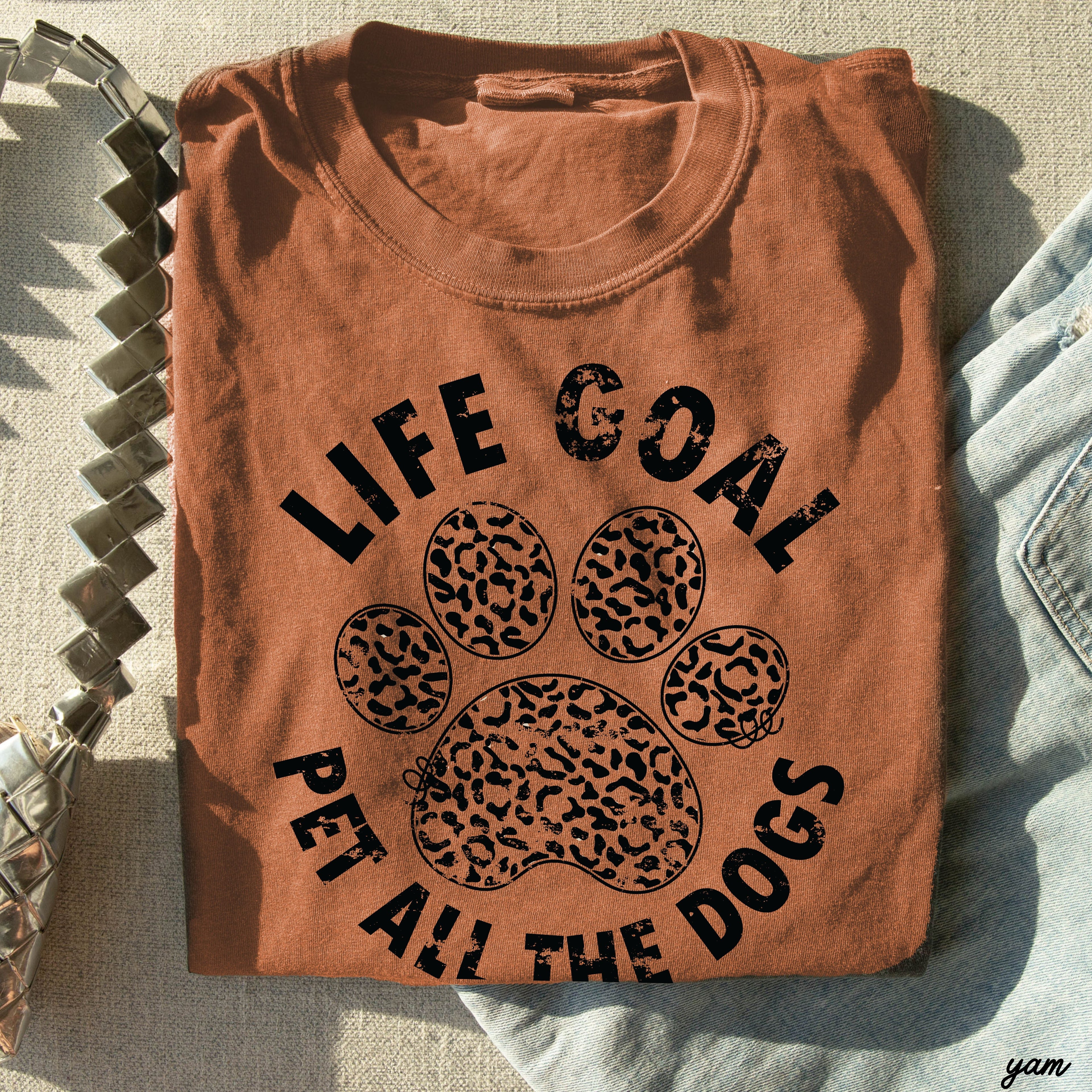 Pet All The Dogs Leopard Paw Graphic T-Shirt