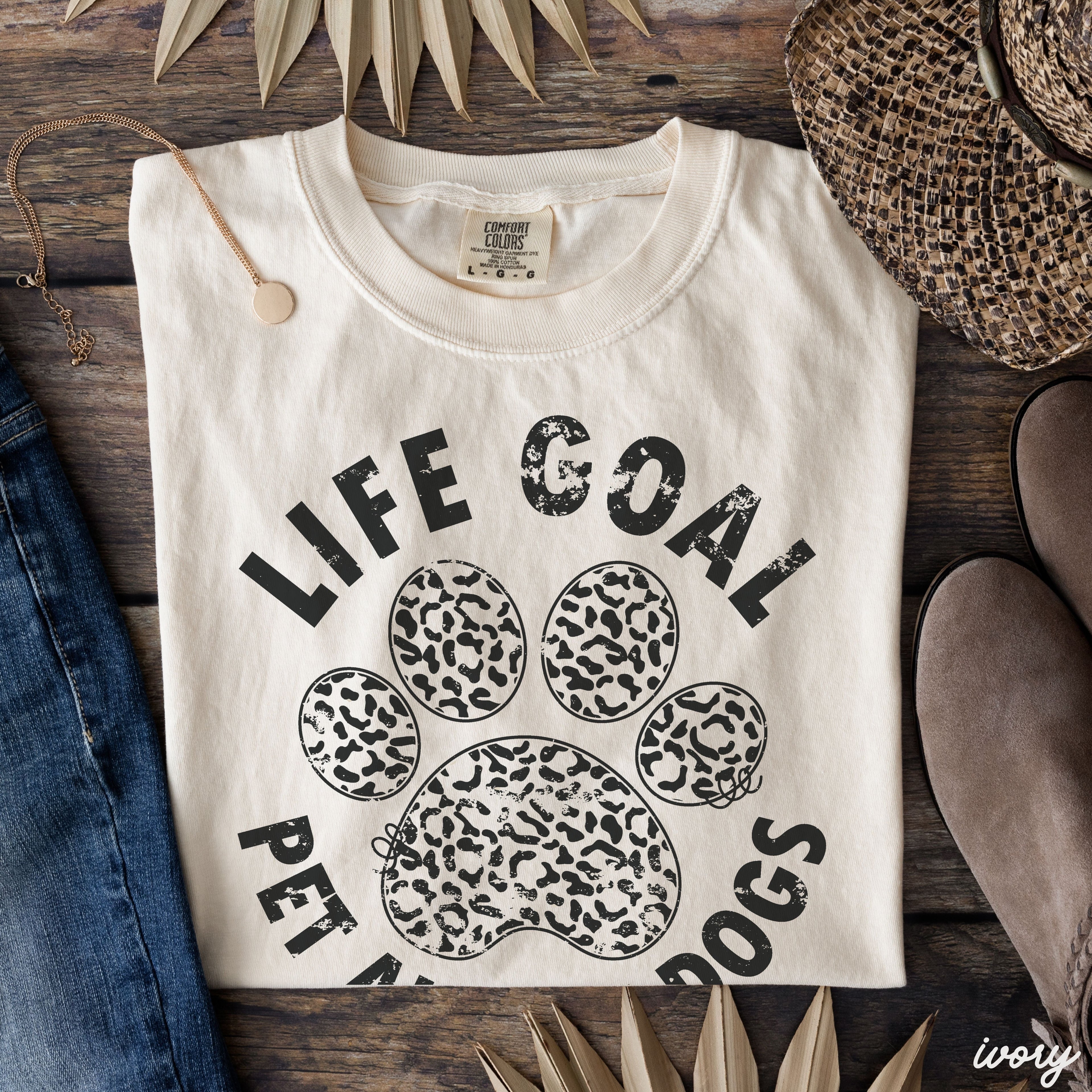 Pet All The Dogs Leopard Paw Graphic T-Shirt