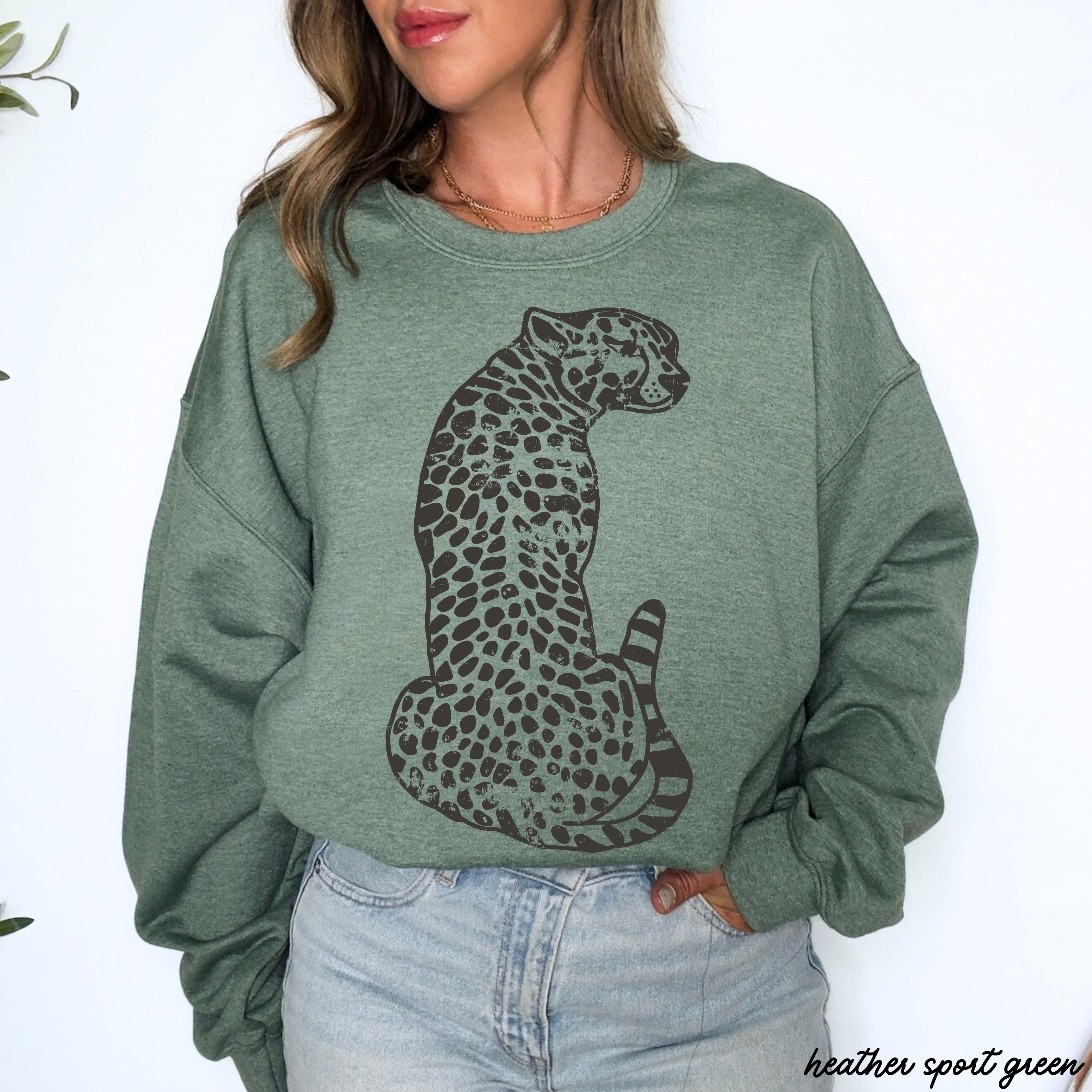 Sitting Cheetah Sweatshirt *5 Colors (S-3X)