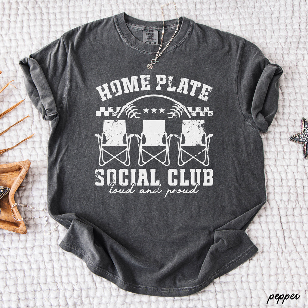 Home Plate Social Club Graphic T-Shirt – Baseball Game Day Shirt