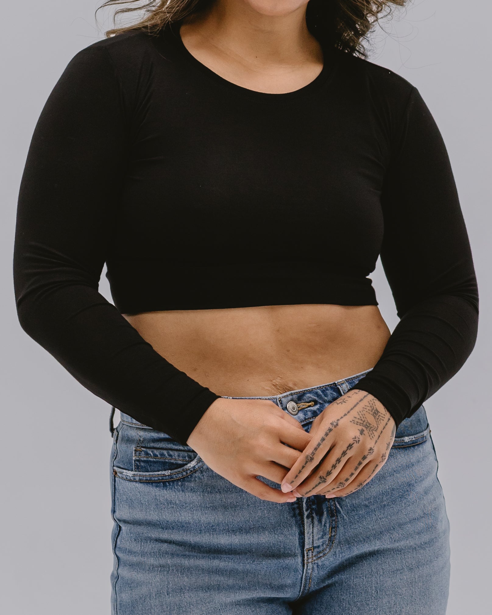 Crew Neck Long Sleeve Halftee