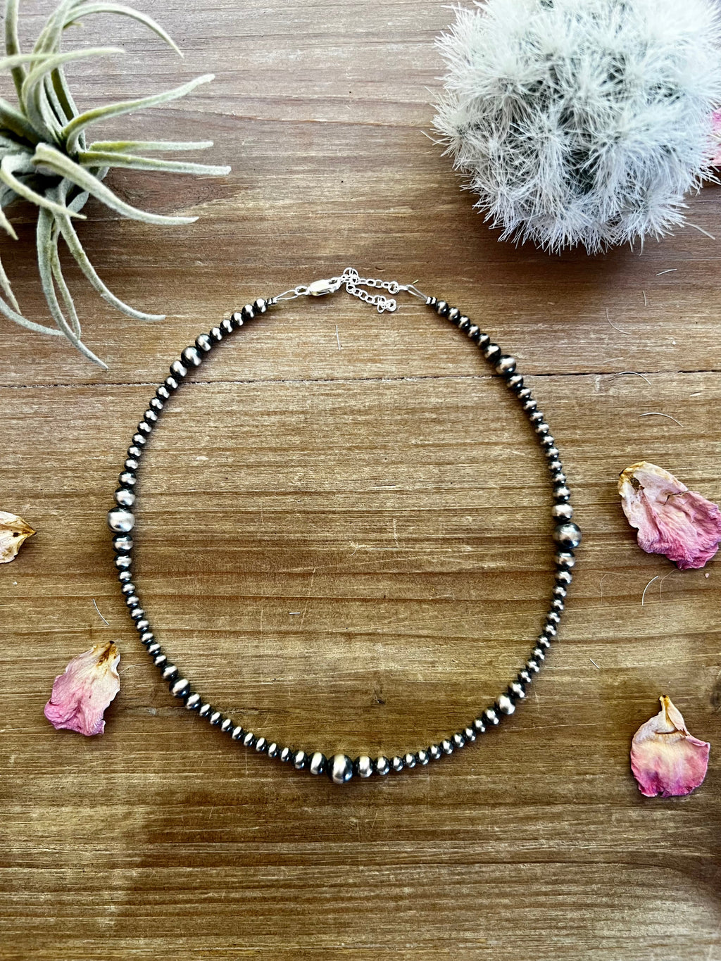 Graduated Sterling Silver Pearl Choker Necklace – 4-5-6-8mm 15” + 3” Extender | The Bijoux FAB