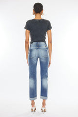 KanCan Urban Comfort High Rise Cuffed Straight Jeans - Soaring Eagle Boutique