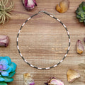Pink conch heishi necklace with sterling silver pearls western handmade jewelry by The Bijoux FAB.