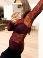 Luxe Lace and Floral Textured Long Sleeve Sheer Top