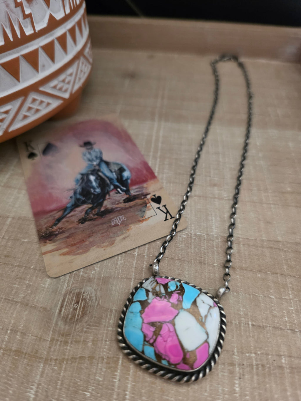 THE AUGUSTINE COTTON CANDY LARGE SQUARE BAR NECKLACE