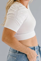 Ruched Sleeve Halftee