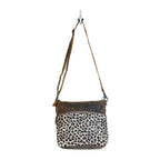 Myra Feline Hairon Leather Crossbody Bag Suede Finish, Leopard Print Front, Adjustable Strap for Everyday Chic