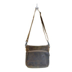 Myra Feline Hairon Leather Crossbody Bag Suede Finish, Leopard Print Front, Adjustable Strap for Everyday Chic