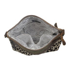 Myra Feline Hairon Leather Crossbody Bag Suede Finish, Leopard Print Front, Adjustable Strap for Everyday Chic
