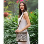Myra Feline Hairon Leather Crossbody Bag Suede Finish, Leopard Print Front, Adjustable Strap for Everyday Chic