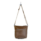 Myra Frontier Trail Embossed Leather Crossbody Bag Western Hairon Purse with Adjustable Leather Strap