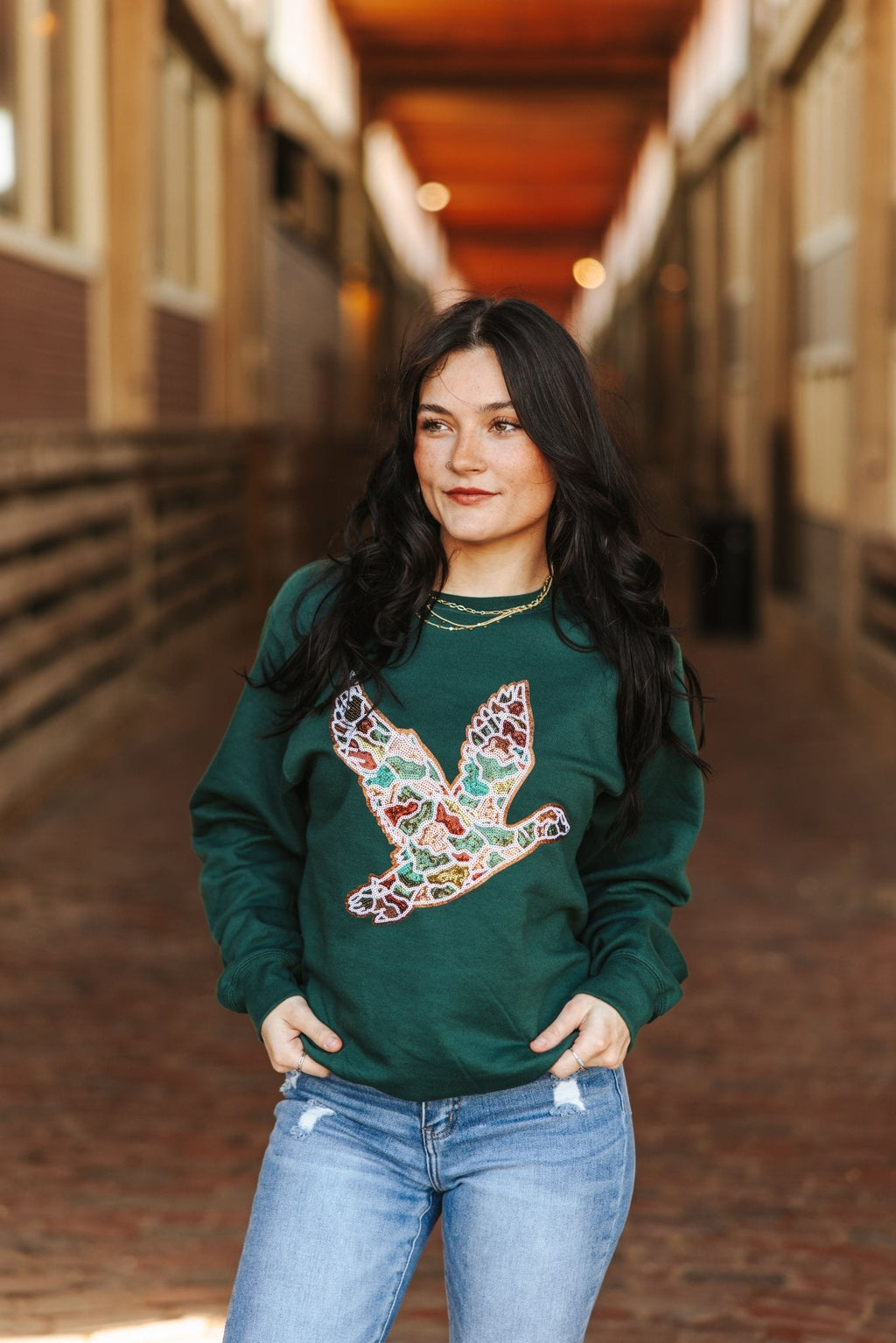 Sequin Duck Camo Patch Sweatshirt