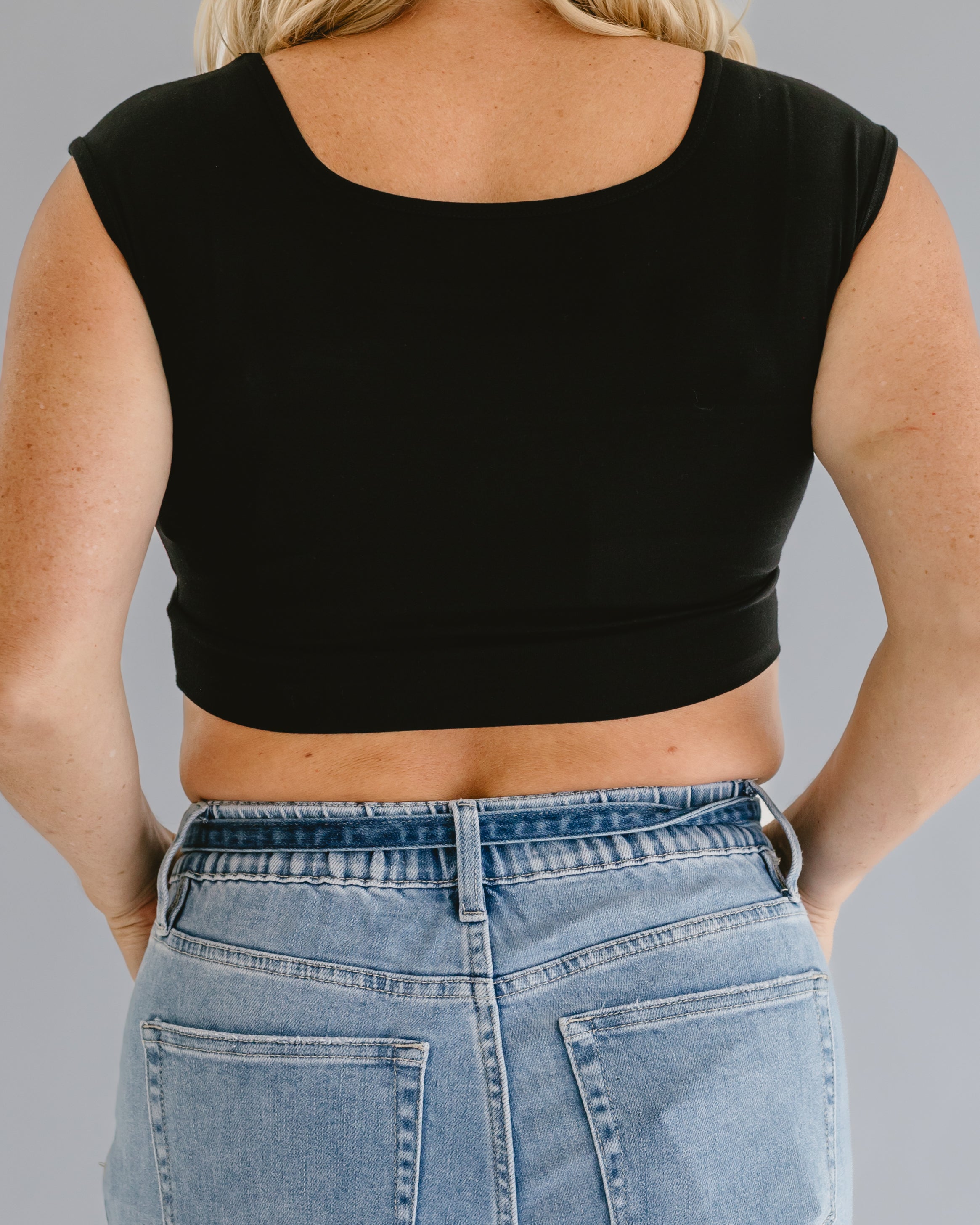 Square Neck Basic Cap Sleeve