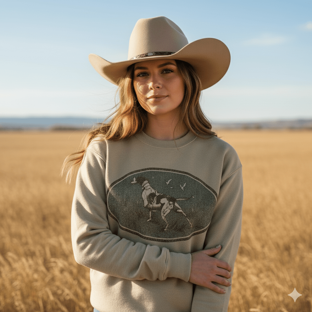 Western Hunt Dog Graphic Sweatshirt