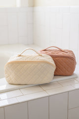 Large Capacity Quilted Makeup Bag in Pink