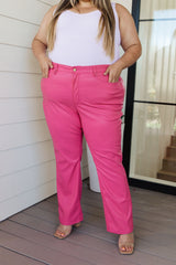 Judy Blue Tanya Control Top Faux Leather Pants Hot Pink