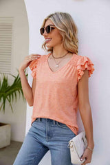 Casual Chic Smocked Flutter Sleeve Top - Soaring Eagle Boutique